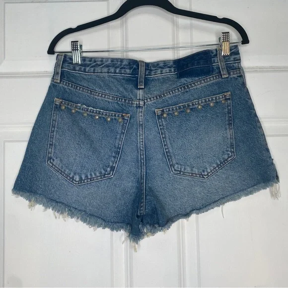 Abercrombie & Fitch Annie High Rise Shorts Blue Denim Distressed Size 30/10